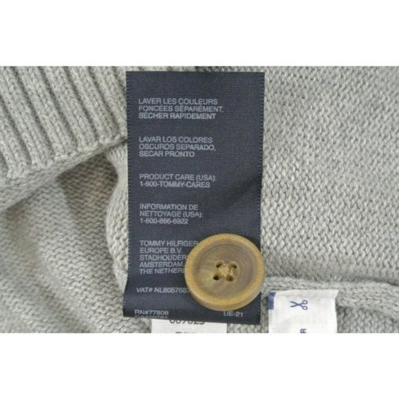 Tommy Hilfiger Sweater Shawl Neck Button Gray Knit  Mens Large 100% Cotton - Picture 11 of 11